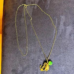 Silver necklace with turquoise, anchor & skull